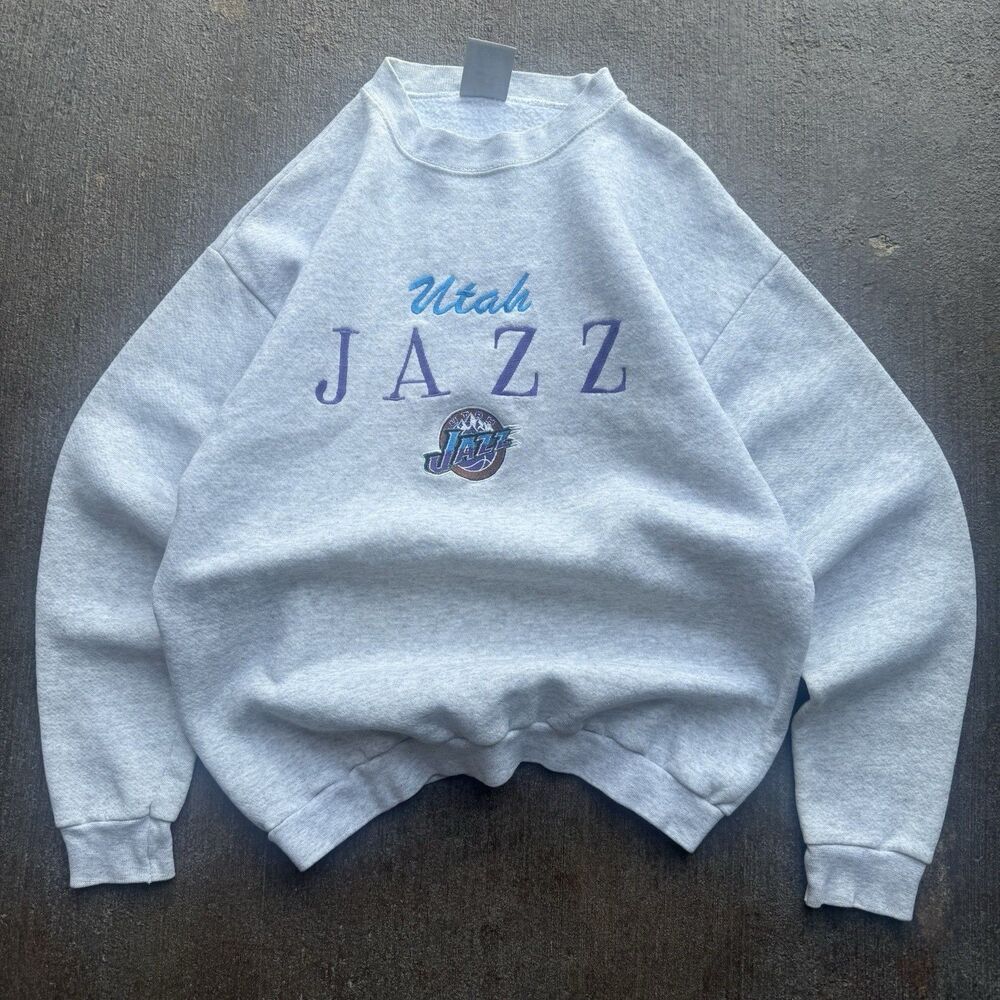Utah Jazz 80s Logo 7 Vintage Crewneck Sweatshirt Size Medium